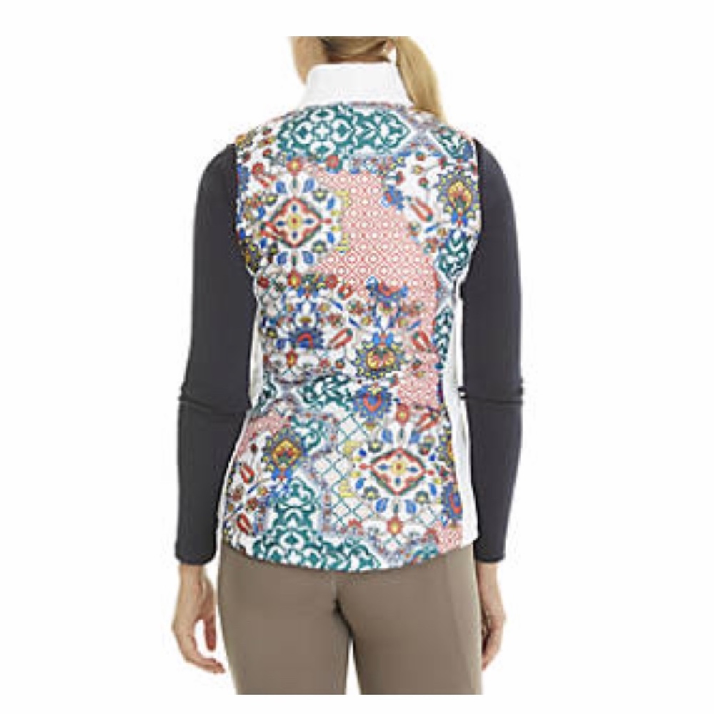 ZELOS Print Down Vest with Ribbed Knit NWT Medium - Picture 4 of 8